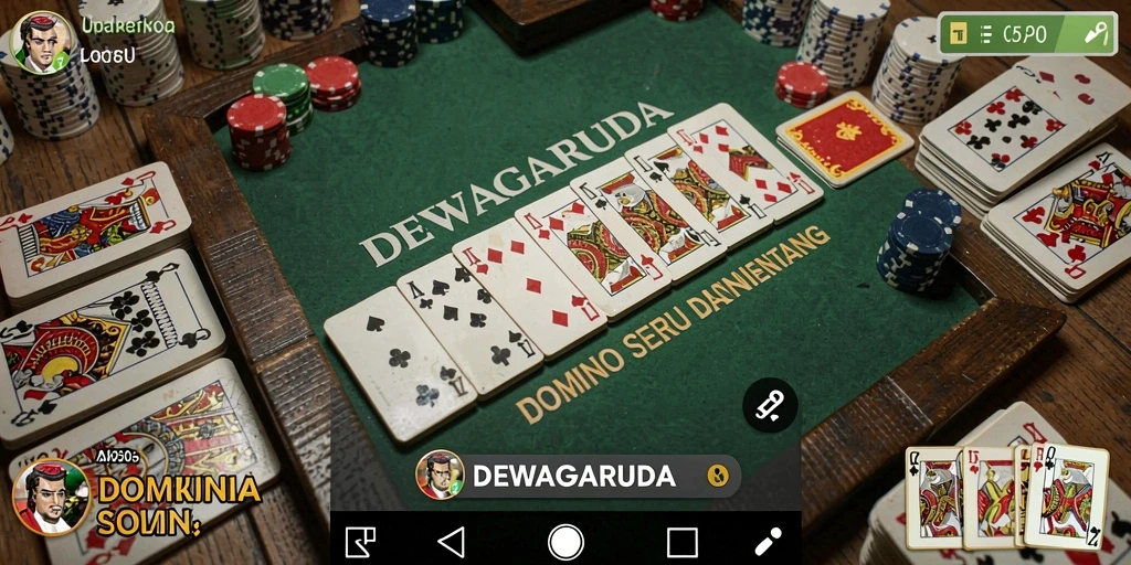 Screenshot gameplay DEWAGARUDA menampilkan suasana seru permainan Domino.