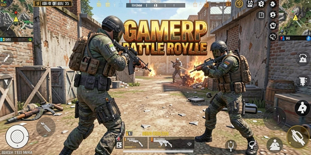 Tampilan gameplay seru dalam pertarungan Battle Royale di GAMERP.