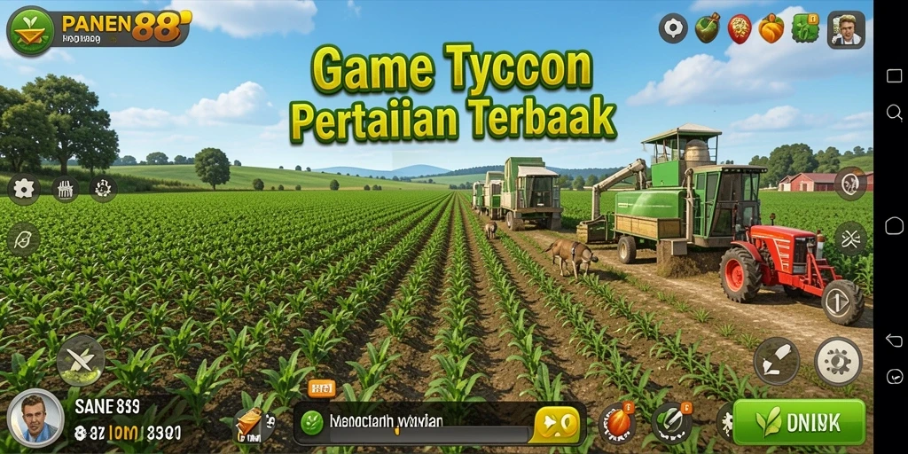 Tangkapan layar dari gameplay <strong>PANEN88</strong> yang menampilkan aktivitas pertanian di lahan yang dikelola.