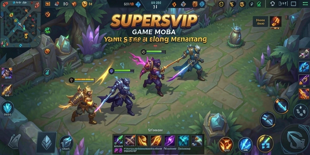 Screenshot utama dari gameplay seru <strong>SUPERSVIP</strong> di arena MOBA.