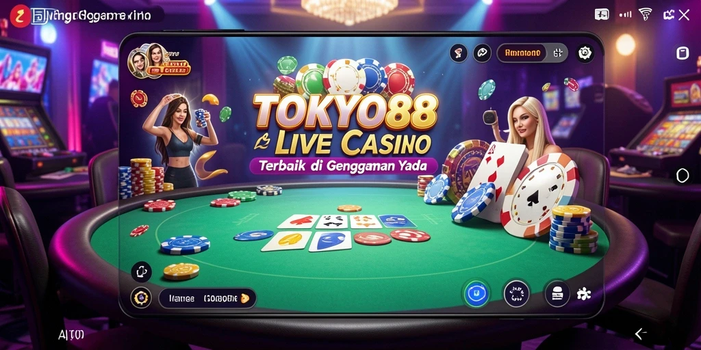 Screenshot gameplay TOKYO88 menampilkan dealer langsung dan suasana kasino yang hidup.